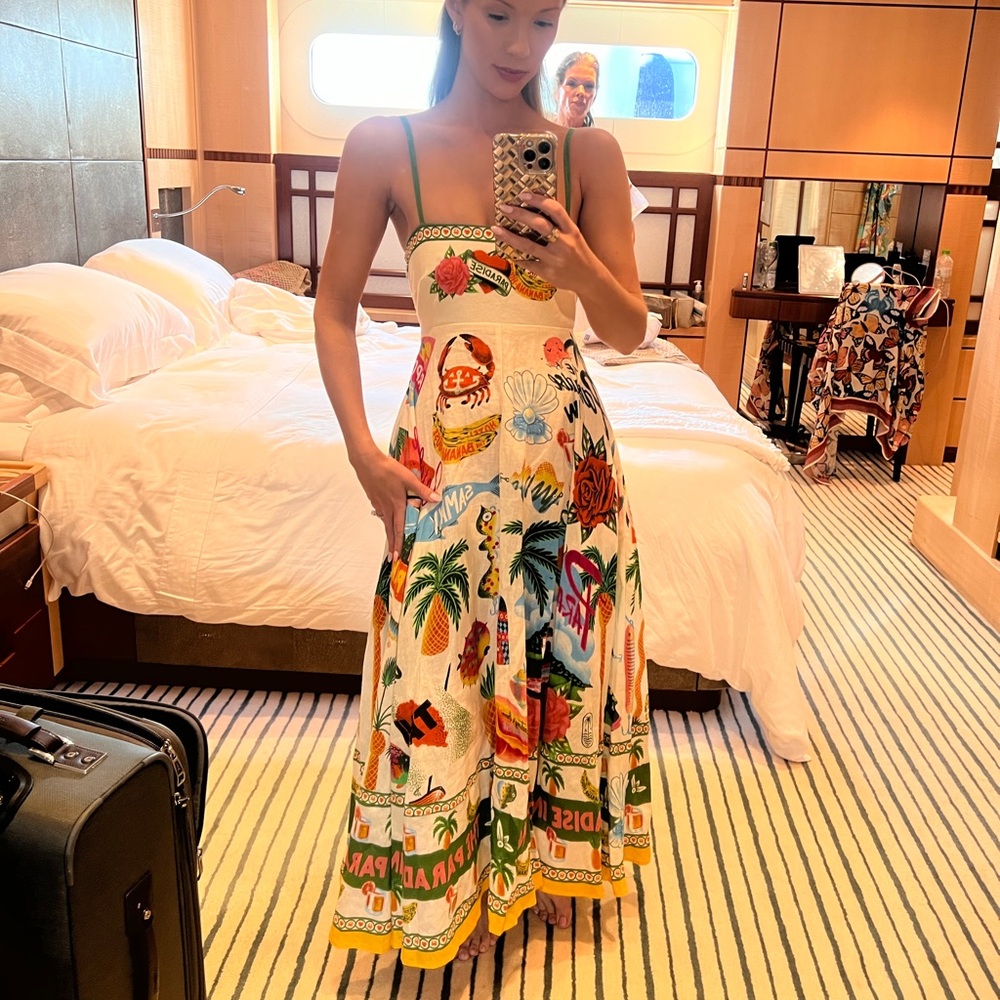 Alemaís Paradiso linen midi dress